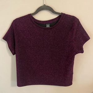 Black and Pink Sparkly Short Sleeve Top